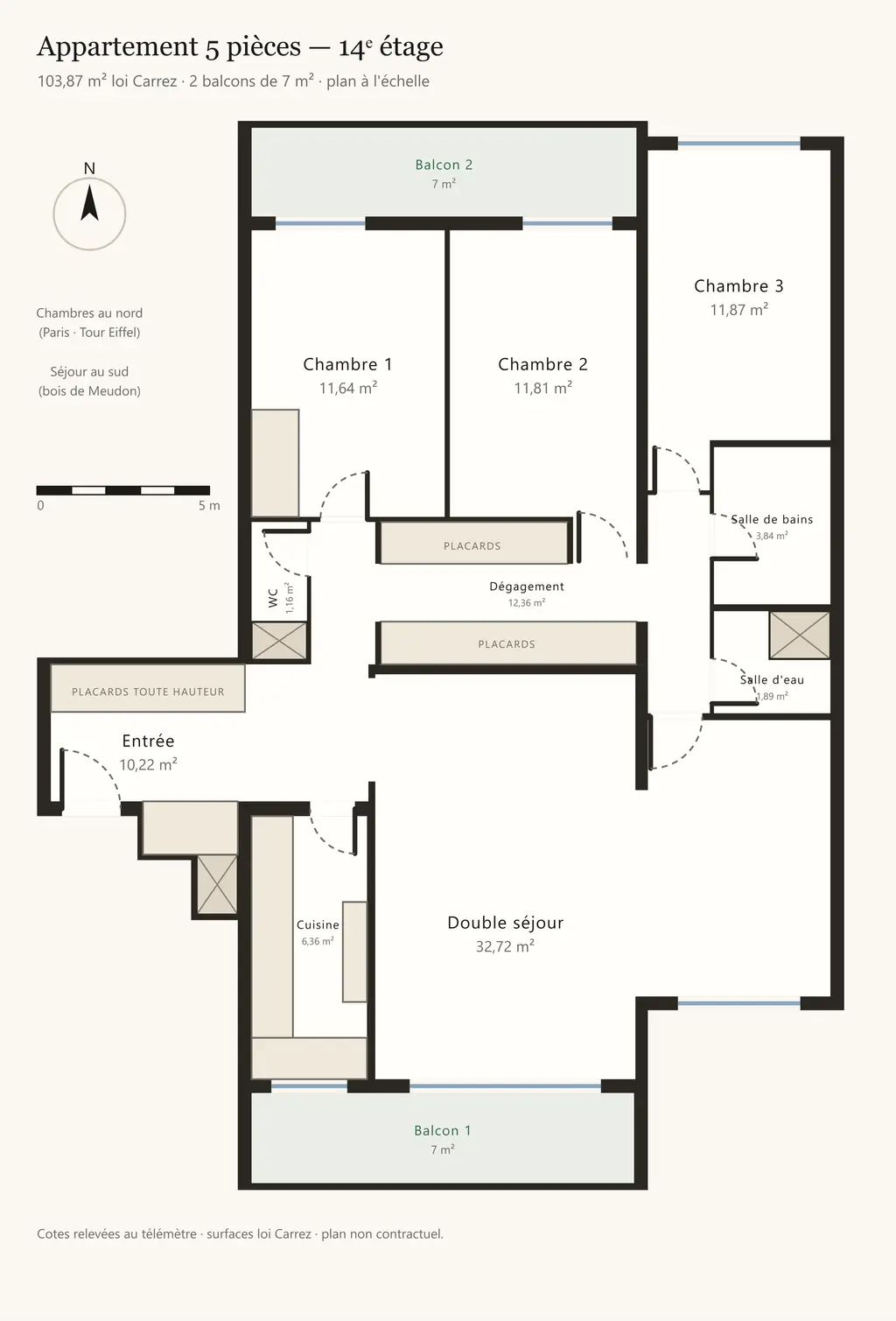 Plan à l'échelle de l'appartement au 14e étage